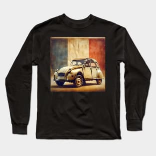 Citroen 2cv with french flag retro vintage Long Sleeve T-Shirt